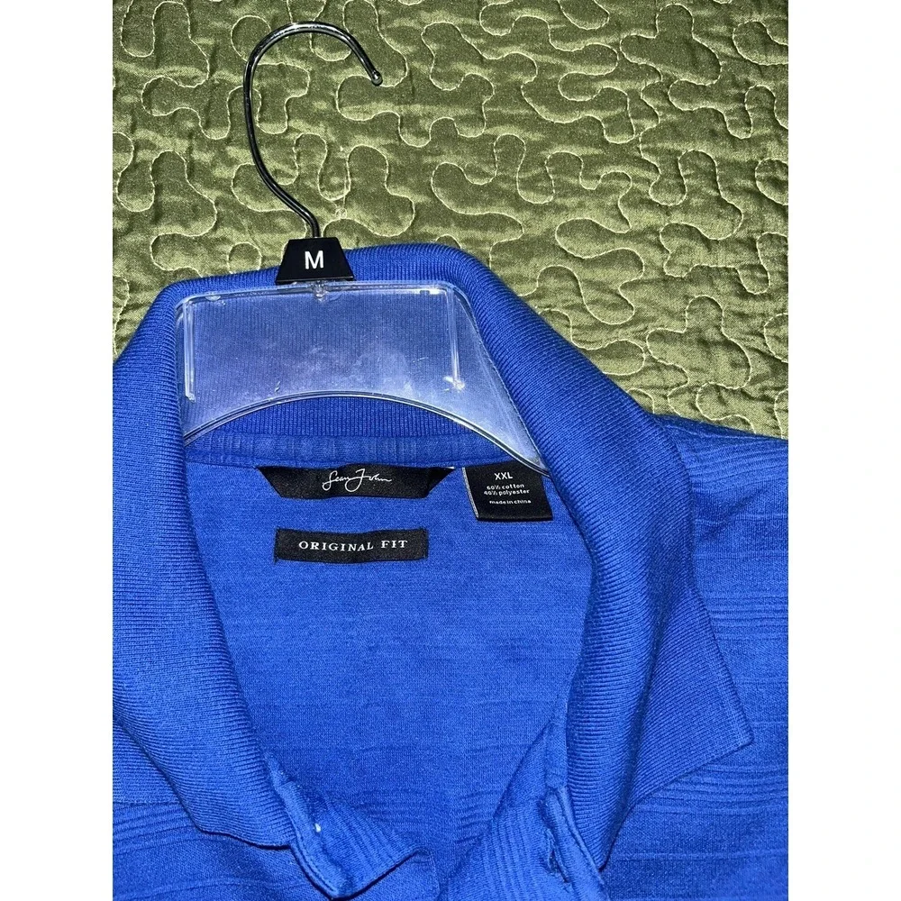 SEAN JOHN POLO mens  2xl‎  Blue  SHORT SLEEVE SHIRT Pullover Casual